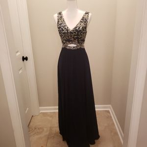 Blue & Gold Bee Darlin Jeweled Dress Gown size 3/4